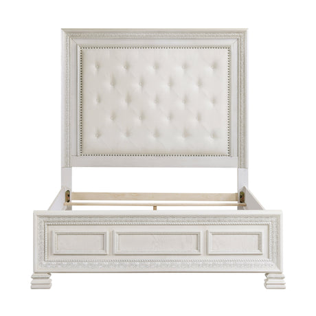 Theodora Pearl White King Panel Bed by Homelegance at Eve Furniture
