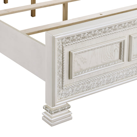 Theodora Pearl White King Panel Bed by Homelegance at Eve Furniture