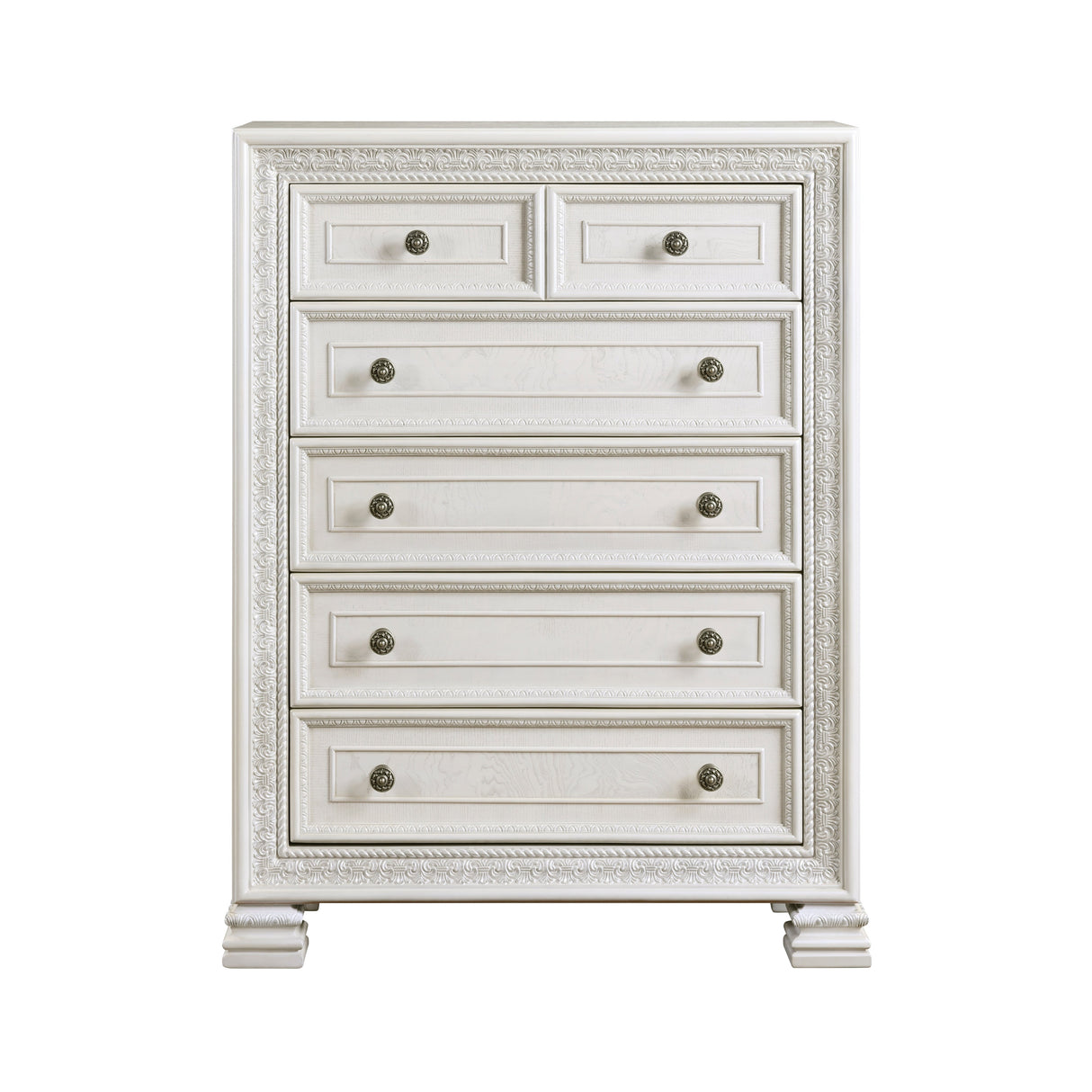 Theodora Pearl White Panel Bedroom Set by Homelegance at Eve Furniture