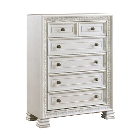 Theodora Pearl White Panel Bedroom Set by Homelegance at Eve Furniture