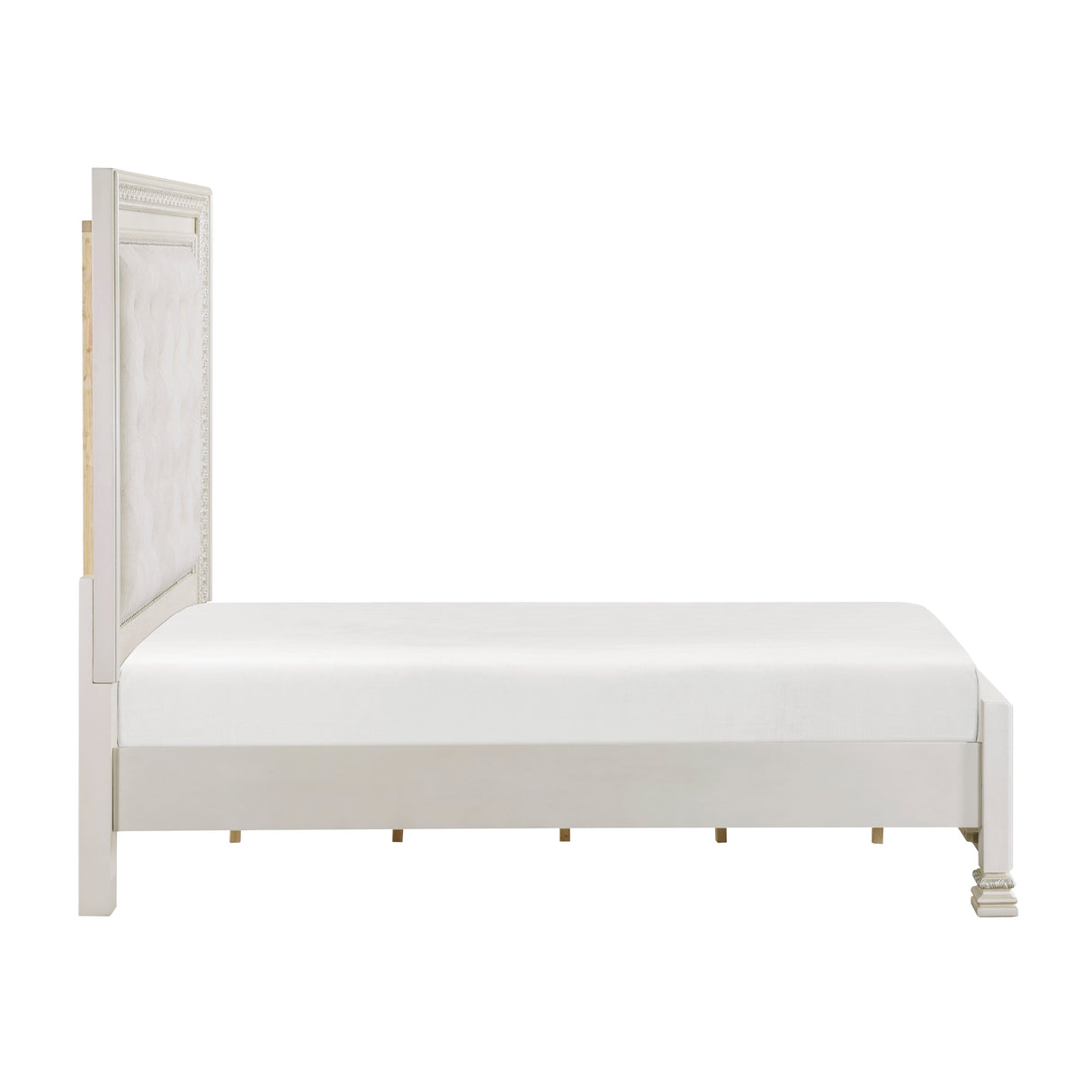 Theodora Pearl White Queen Panel Bed by Homelegance at Eve Furniture