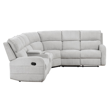 Thorne Gray 3-Piece Reclining Sectional with Left Console by Homelegance at Eve Furniture