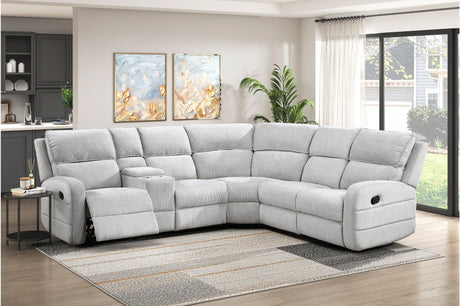 Thorne Gray 3-Piece Reclining Sectional with Left Console by Homelegance at Eve Furniture