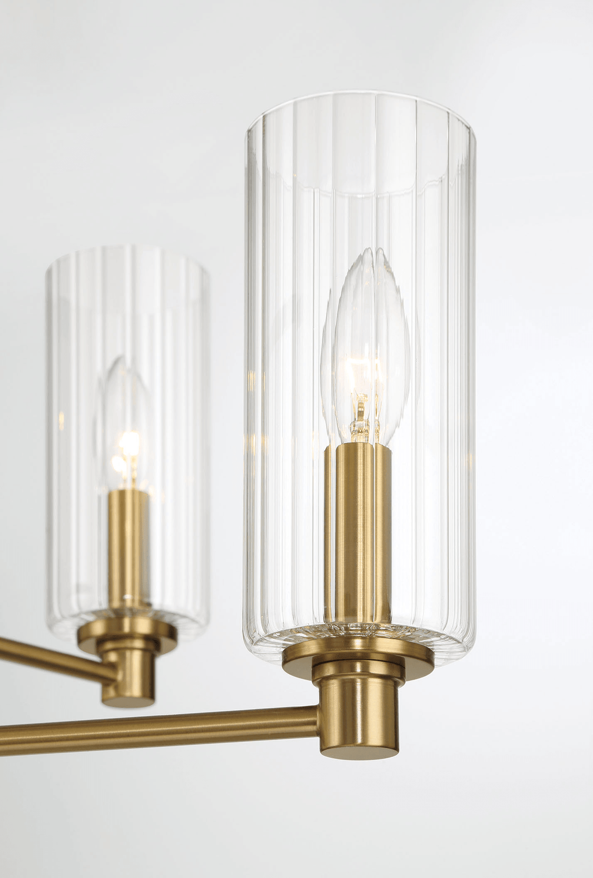 Timeless Six Lights Chandelier With Clear Ribbed Glass - Satin Brass by Ashcroft Imports at Eve Furniture
