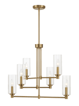 Timeless Six Lights Chandelier With Clear Ribbed Glass - Satin Brass by Ashcroft Imports at Eve Furniture