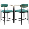 Tina Green Metal Counter Height Upholstered Bar Stool, Set of 2 by Coaster at Eve Furniture