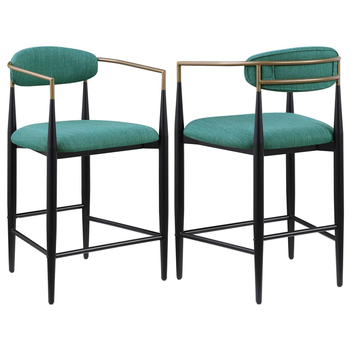 Tina Green Metal Counter Height Upholstered Bar Stool, Set of 2 by Coaster at Eve Furniture