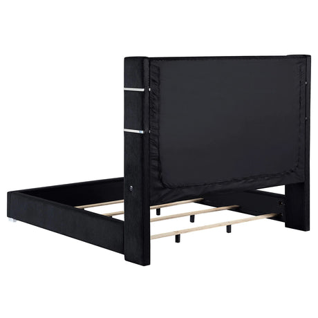 Tisdall Black 67-inch Upholstered Eastern King Fireplace Bed by Coaster at Eve Furniture