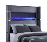 Tisdall Gray 67-inch Upholstered Eastern King Fireplace Bed by Coaster at Eve Furniture