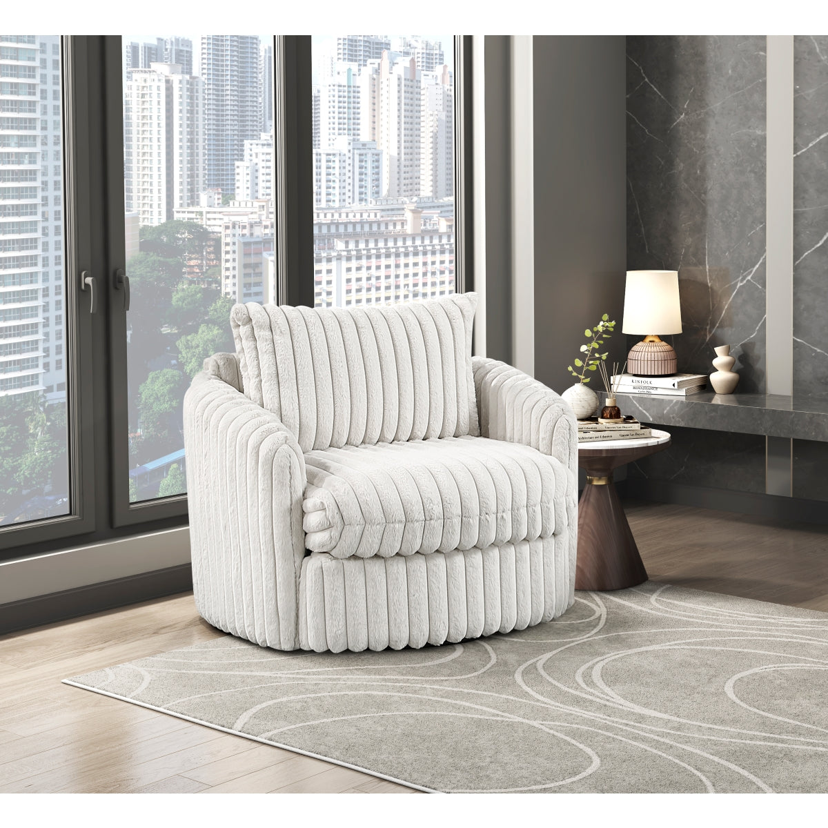 Tomball Beige Swivel Chair by Homelegance at Eve Furniture