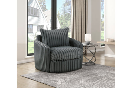 Tomball Dark Gray Swivel Chair by Homelegance at Eve Furniture