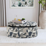 Tomkins Indigo Blue Oval Upholstered Storage Ottoman by Coaster at Eve Furniture