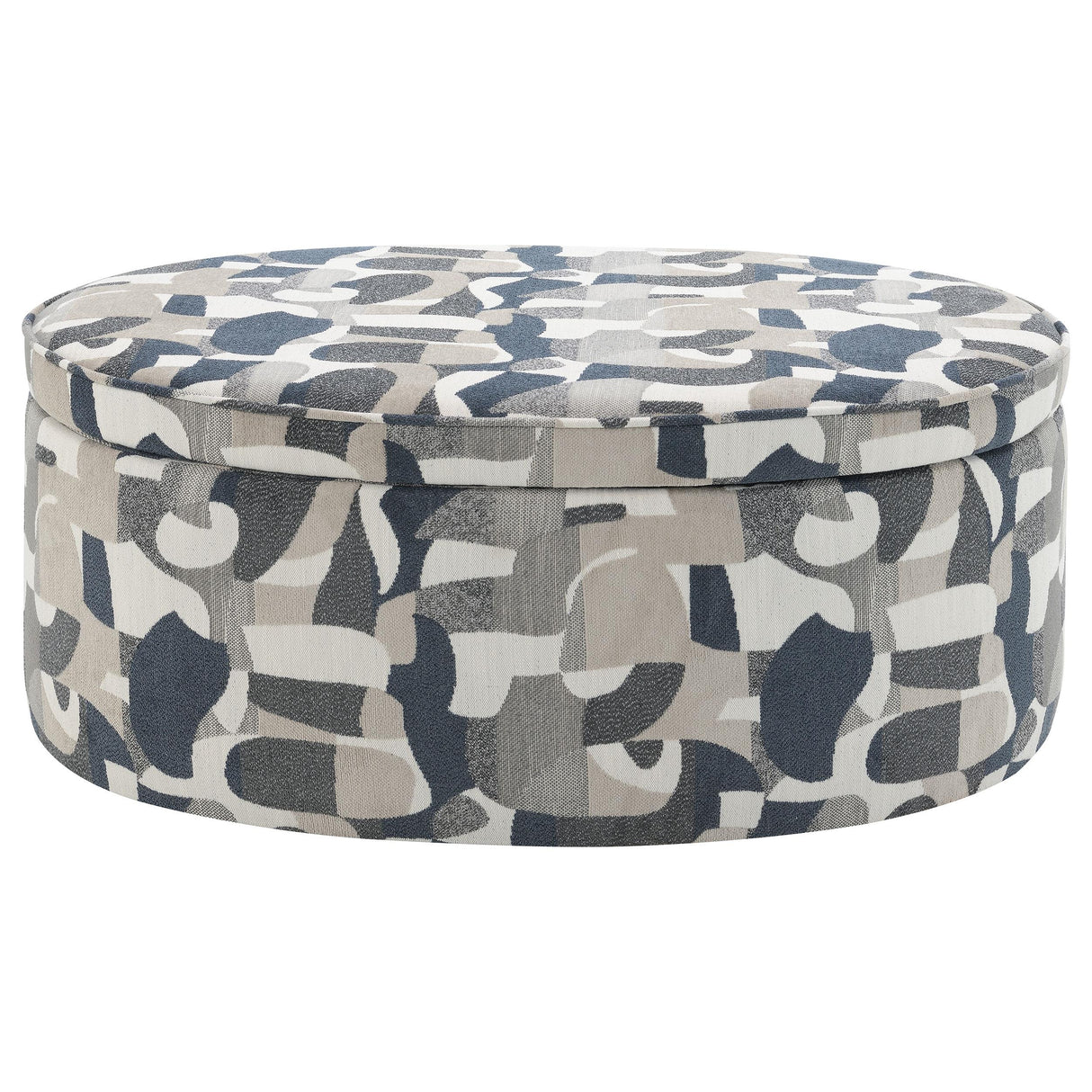 Tomkins Indigo Blue Oval Upholstered Storage Ottoman by Coaster at Eve Furniture