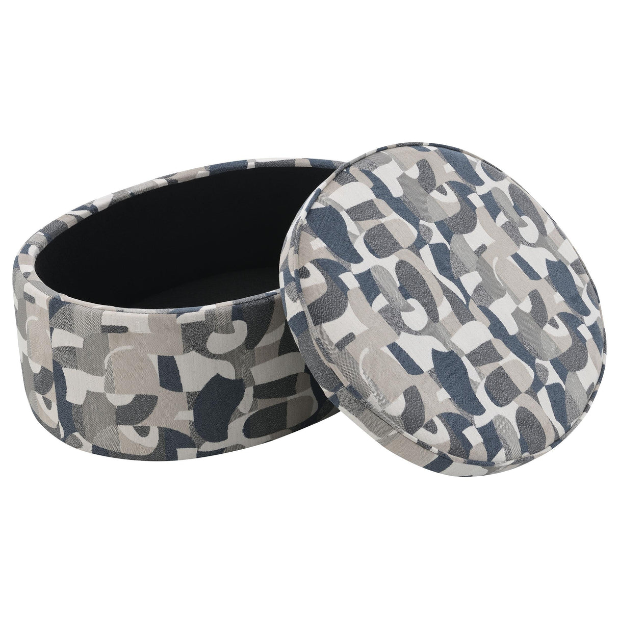 Tomkins Indigo Blue Oval Upholstered Storage Ottoman by Coaster at Eve Furniture