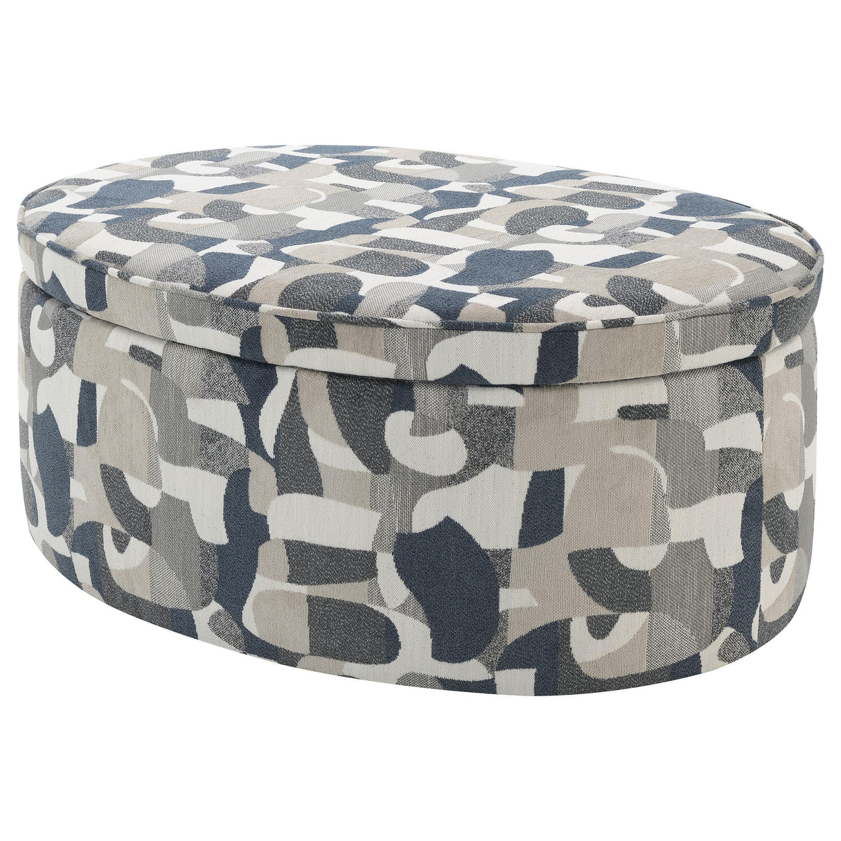 Tomkins Indigo Blue Oval Upholstered Storage Ottoman by Coaster at Eve Furniture