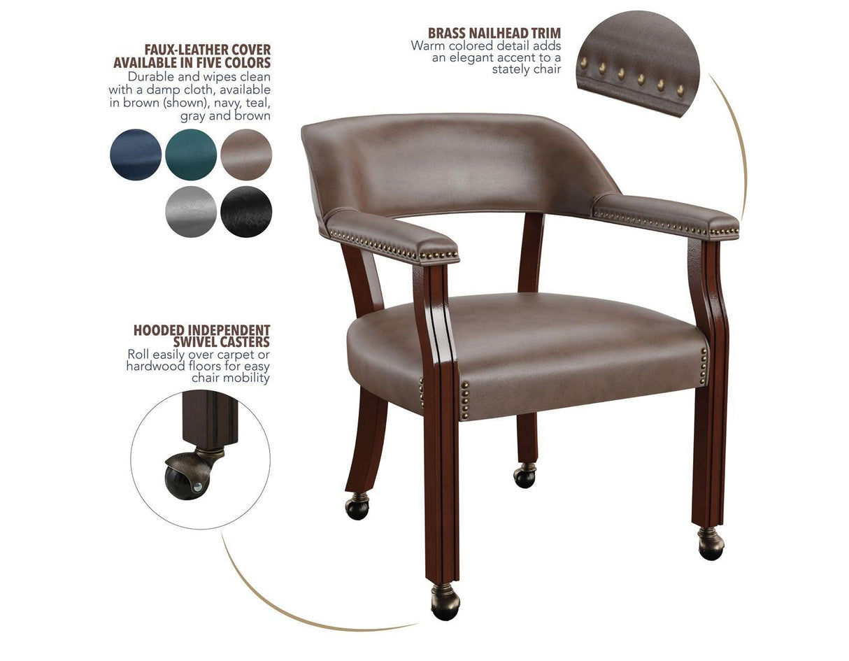 Tournament Arm Chair w/Casters – Brown by Steve Silver at Eve Furniture