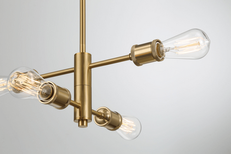 Trellis Four Lights Modern Gold Chandelier Vintage Pendant Fixture for Living Room Dining Kitchen 15"W × 6.75"H by Ashcroft Imports at Eve Furniture