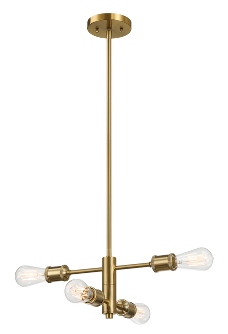 Trellis Four Lights Modern Gold Chandelier Vintage Pendant Fixture for Living Room Dining Kitchen 15"W × 6.75"H by Ashcroft Imports at Eve Furniture