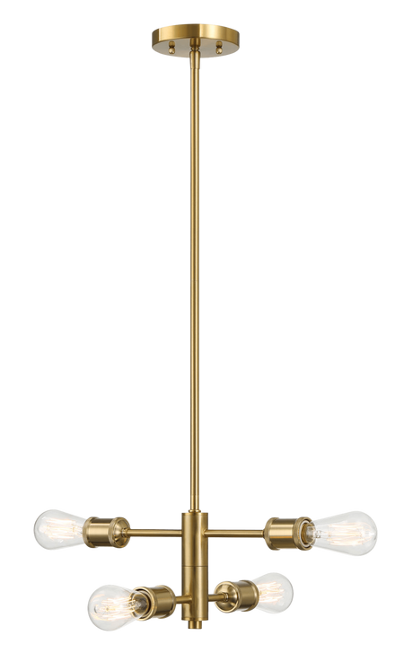 Trellis Four Lights Modern Gold Chandelier Vintage Pendant Fixture for Living Room Dining Kitchen 15"W × 6.75"H by Ashcroft Imports at Eve Furniture