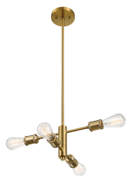 Trellis Four Lights Modern Gold Chandelier Vintage Pendant Fixture for Living Room Dining Kitchen 15"W × 6.75"H by Ashcroft Imports at Eve Furniture