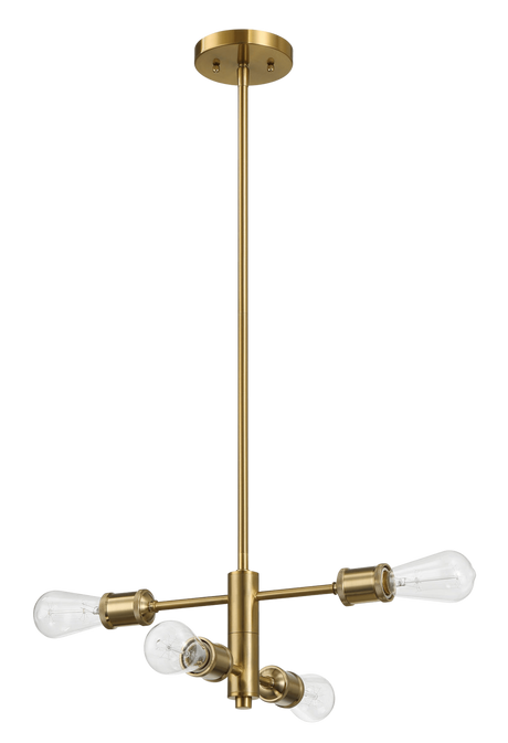 Trellis Four Lights Modern Gold Chandelier Vintage Pendant Fixture for Living Room Dining Kitchen 15"W × 6.75"H by Ashcroft Imports at Eve Furniture