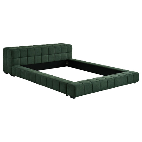 Trinity Upholstered Cal King Platform Bed Green by Coaster at Eve Furniture