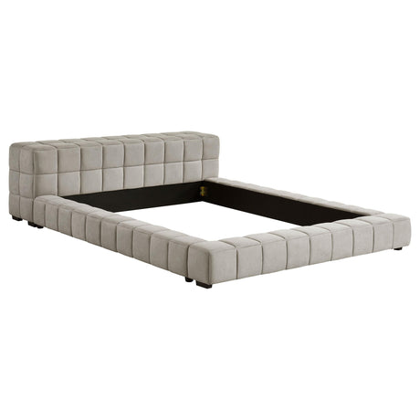 Trinity Upholstered Cal King Platform Bed Light Taupe by Coaster at Eve Furniture