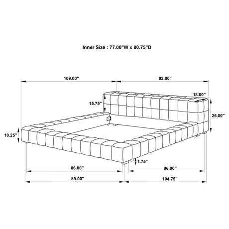 Trinity Light Taupe Upholstered Eastern King Platform Bed by Coaster at Eve Furniture