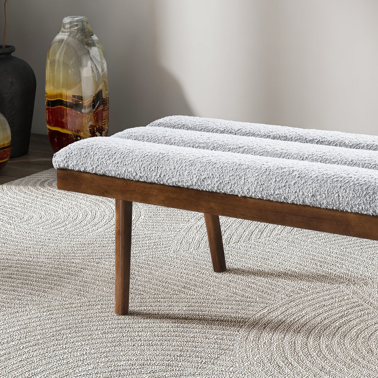 Troni Light Grey Boucle Bench by Ashcroft Imports at Eve Furniture