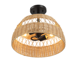 Twinkle Double Lights Semi Flush With Rattan Shade Black Metal Finish for Farmhouse Style by Ashcroft Imports at Eve Furniture