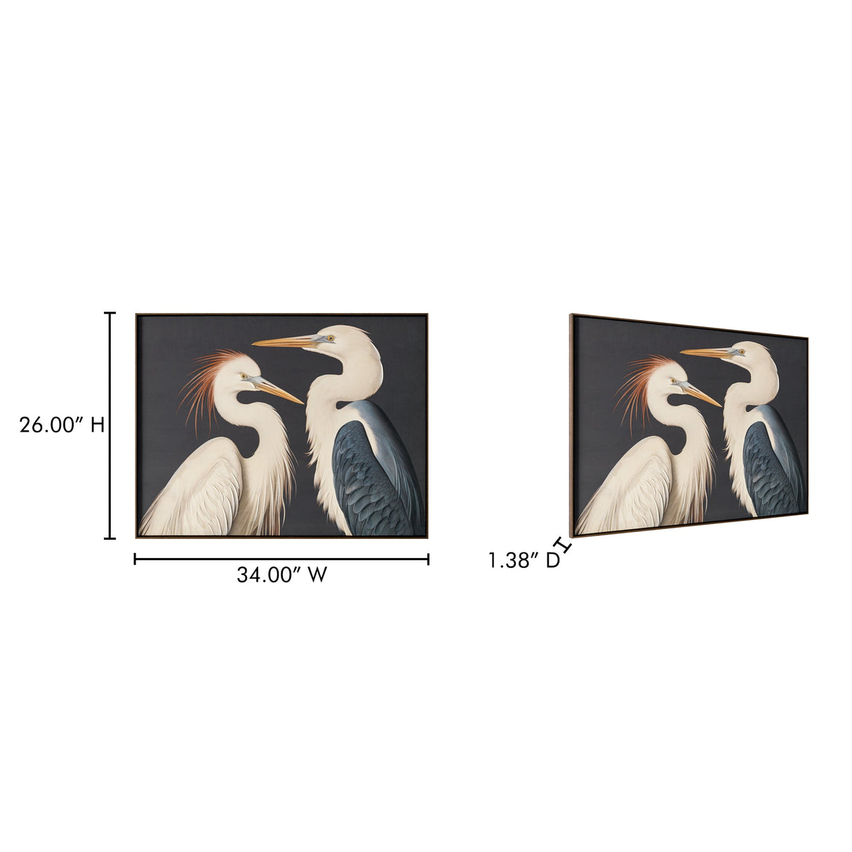 Two Multicolor Cranes Framed Painting by Moe's Home at Eve Furniture