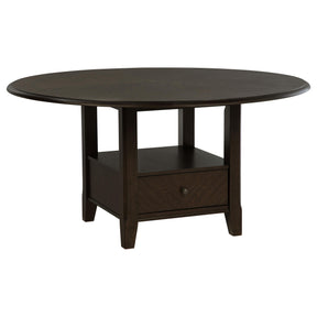 Twyla Dark Cocoa Round Dining Table with Drawer by Coaster at Eve Furniture