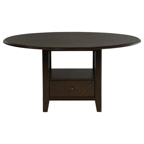Twyla Dark Cocoa Round Dining Table with Drawer by Coaster at Eve Furniture