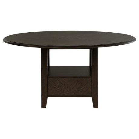 Twyla Dark Cocoa Round Dining Table with Drawer by Coaster at Eve Furniture