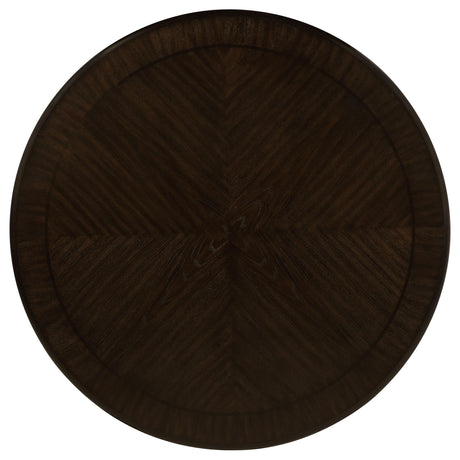 Twyla Dark Cocoa Round Dining Table with Drawer by Coaster at Eve Furniture