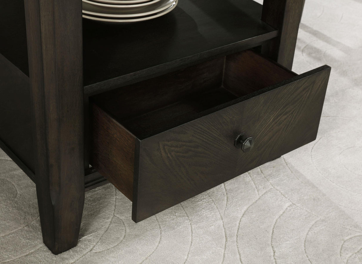 Twyla Dark Cocoa Round Dining Table with Drawer by Coaster at Eve Furniture