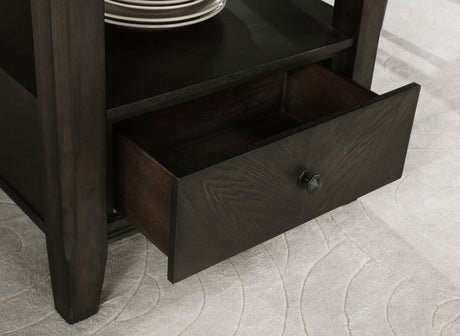 Twyla Dark Cocoa Round Dining Table with Drawer by Coaster at Eve Furniture