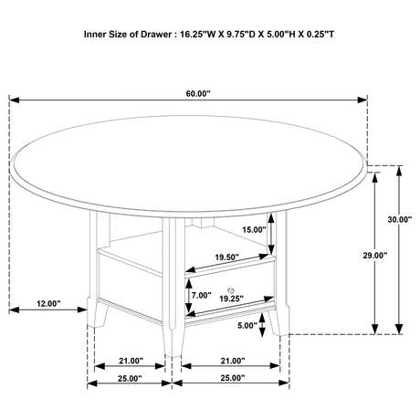 Twyla Dark Cocoa Round Dining Table with Drawer by Coaster at Eve Furniture