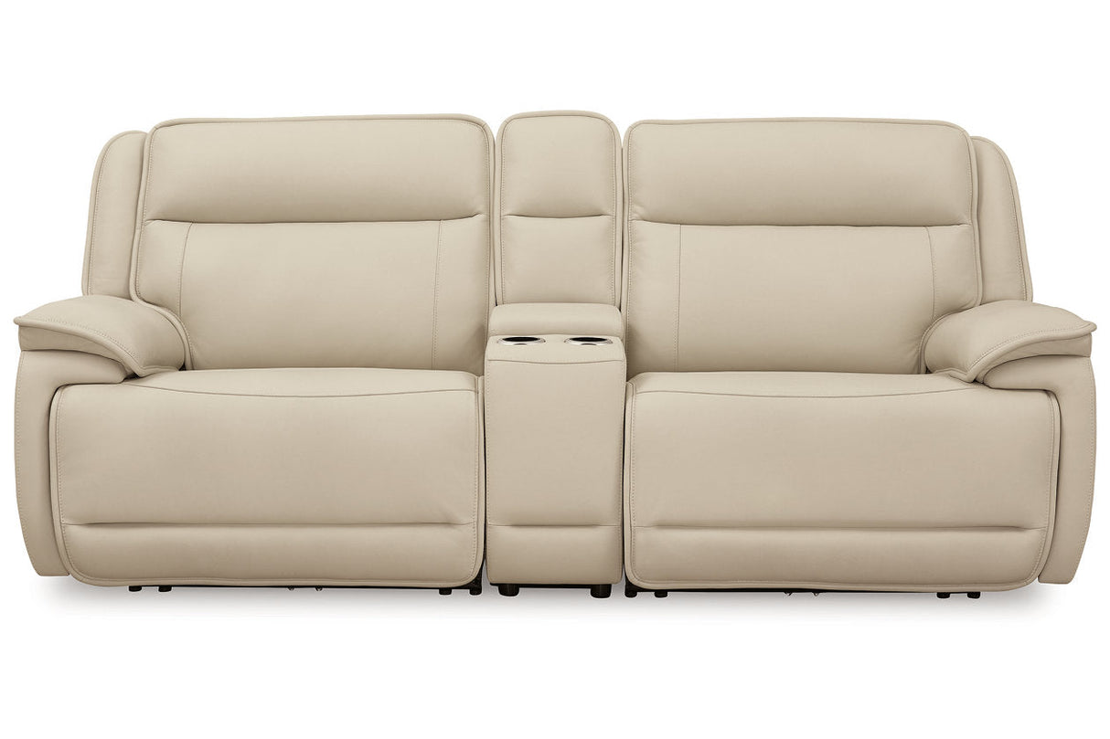 Double Deal Almond 2-Piece Power Reclining Loveseat Sectional with Console