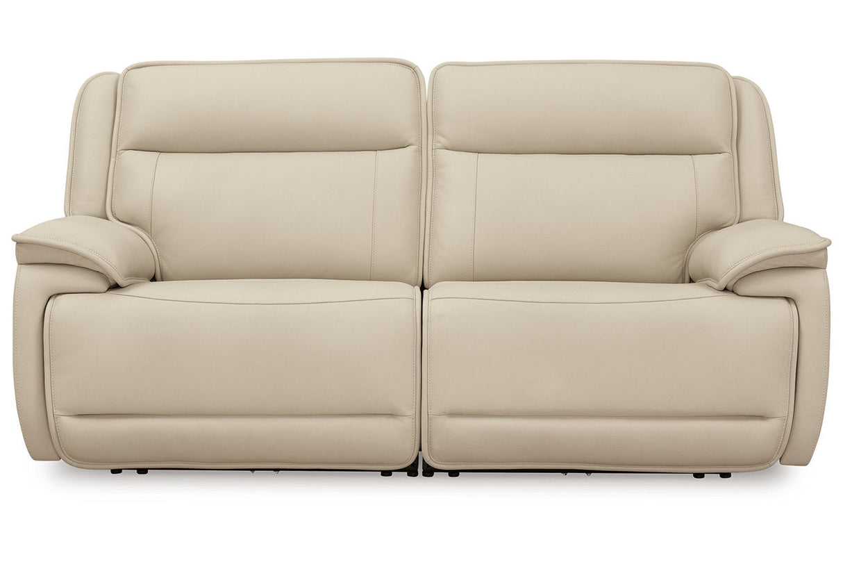 Double Deal Almond 2-Piece Power Reclining Loveseat Sectional