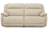 Double Deal Almond 2-Piece Power Reclining Loveseat Sectional