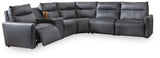 ModZ Blue 6-Piece Power Reclining Sectional with Audio Console