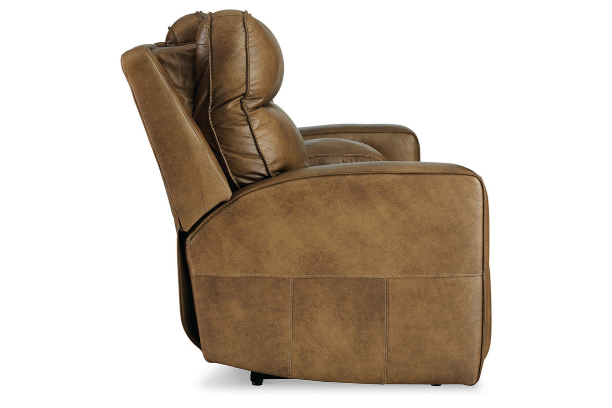 Game Plan Caramel Power Reclining Loveseat