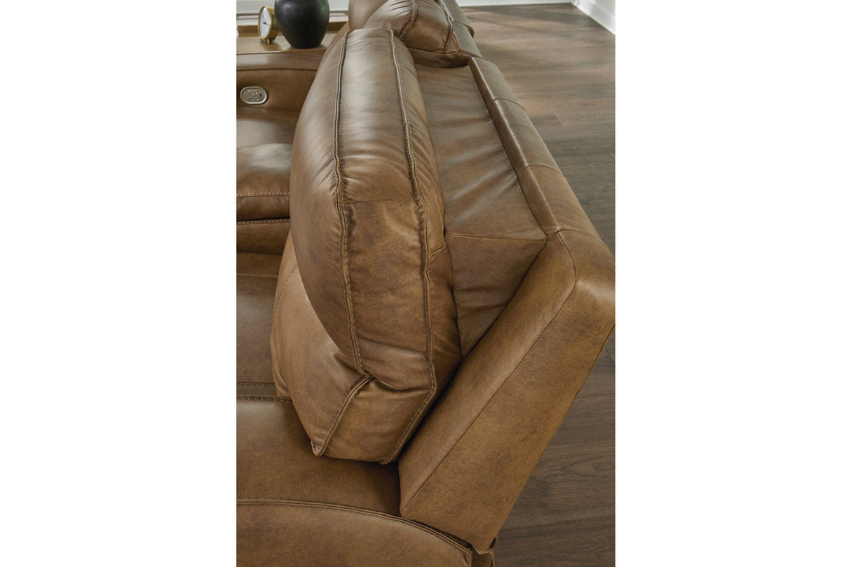 Game Plan Caramel Power Reclining Loveseat