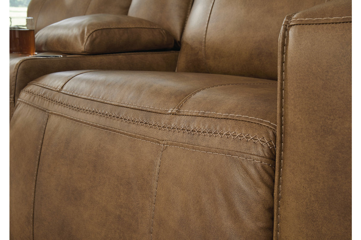 Game Plan Caramel Power Reclining Loveseat