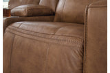 Game Plan Caramel Power Reclining Sofa and Loveseat