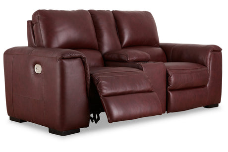 Alessandro Garnet Power Reclining Loveseat with Console