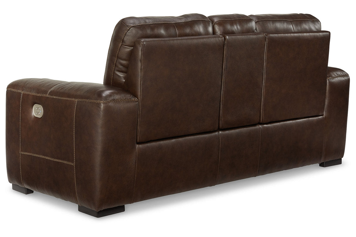 Alessandro Walnut Power Reclining Loveseat with Console