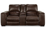 Alessandro Walnut Power Reclining Loveseat with Console