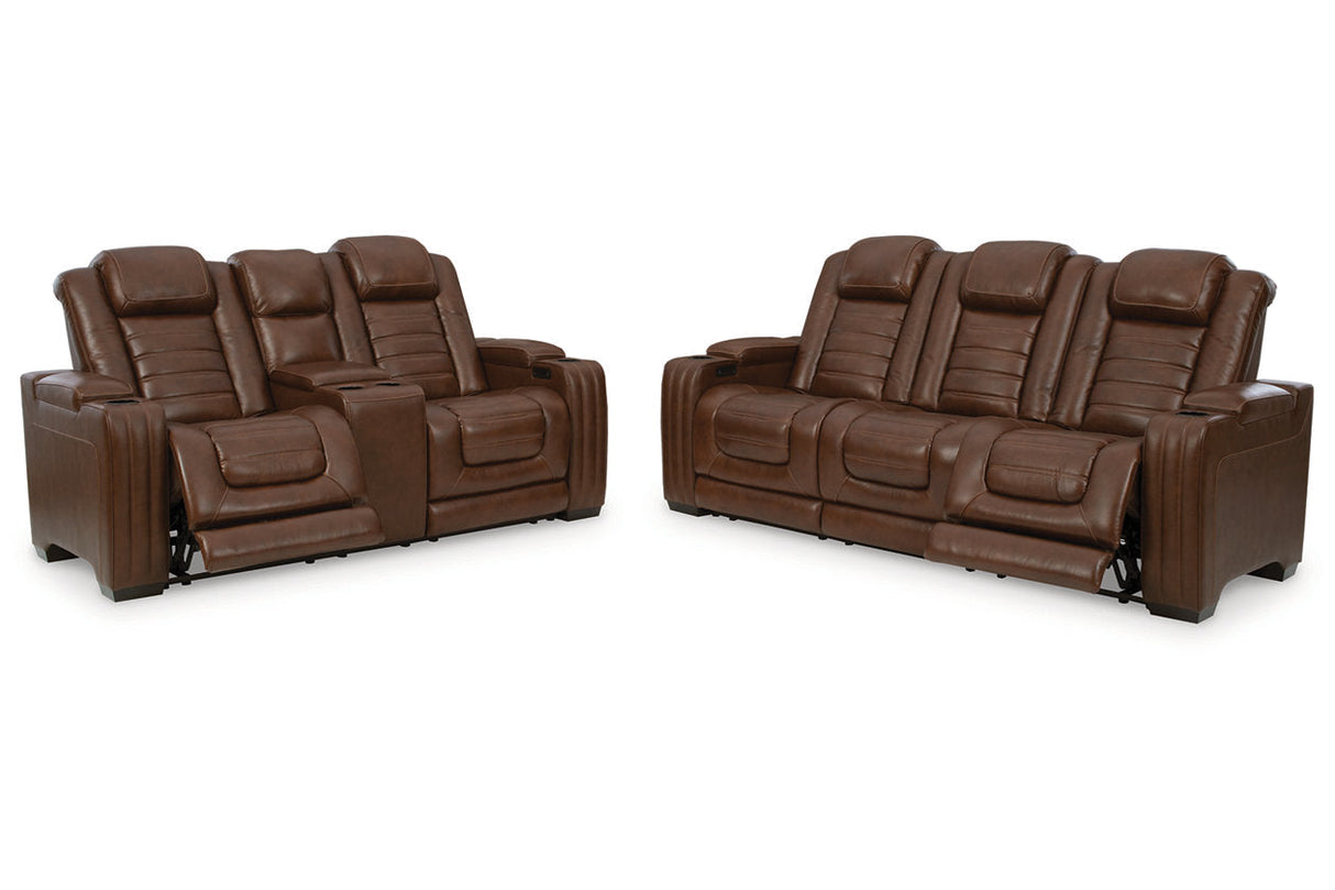 Backtrack Chocolate Power Reclining Sofa and Loveseat